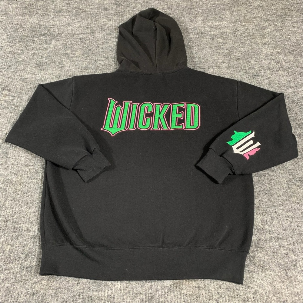 Wicked Hoodie Womens Large Black Zip Up Embroidered Broadway Musical Theater
